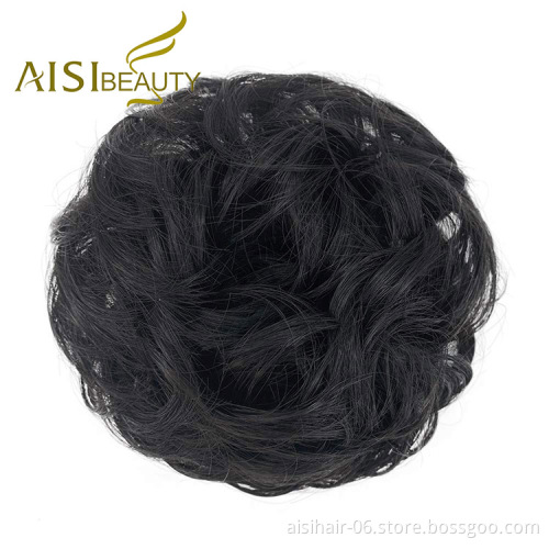 Aisi Beauty Top Quality Wholesale Multi Color Synthetic Curly Messy Donut Chignon Bun Elastic Rope Rubber Band Hair Extension